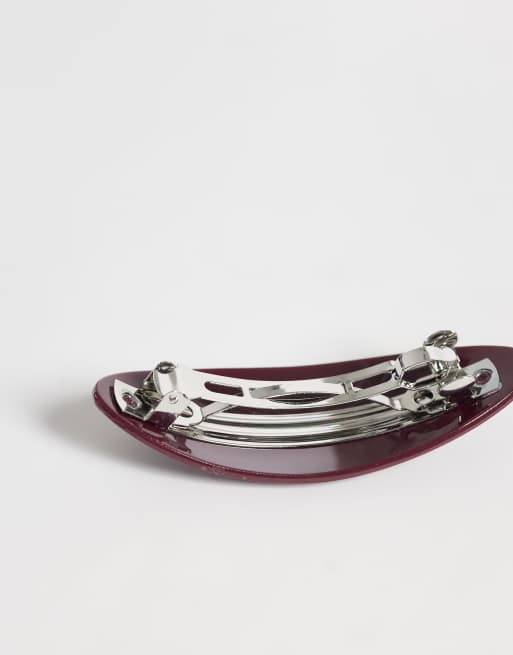 ASOS DESIGN - Pakke med 2 små ovale hårspænder i bordeaux/pink , 3 af 3