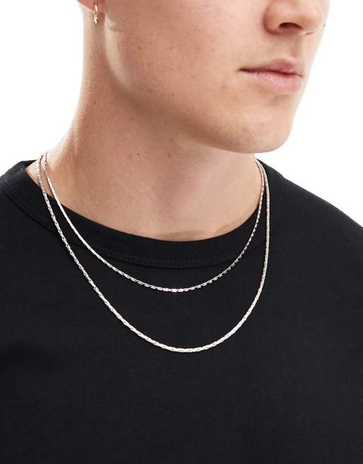 ASOS DESIGN - Pakke med 2 smalle halskæder i sølvfarve 
