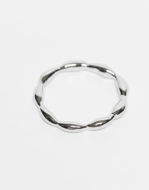 ASOS DESIGN - Pakke med 2 smalle sølvfarvede ringe med smeltet design  , 3 af 3