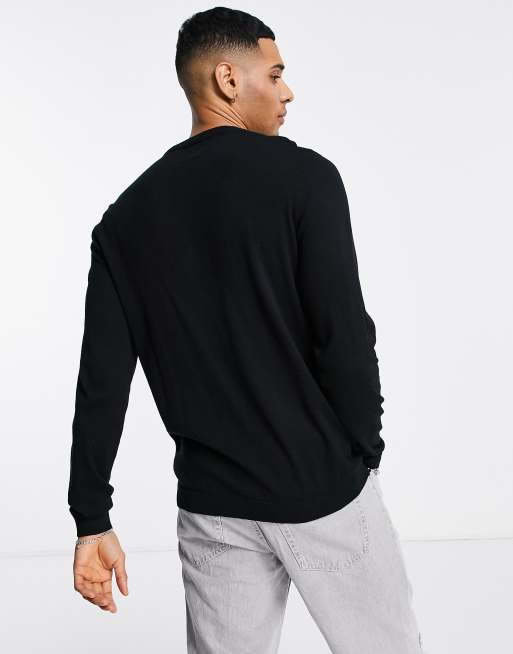ASOS DESIGN - Pakke med 2 strikkede bomuldstrøjer med rund hals i sort og kakigrøn - Spar, 2 af 4