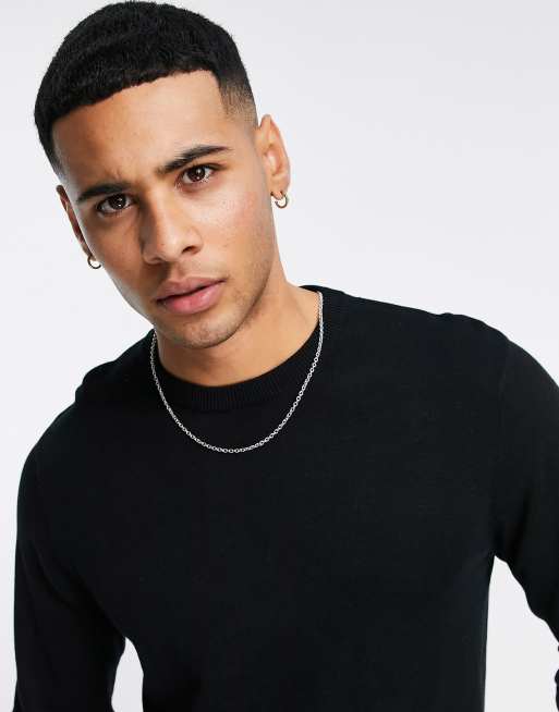 ASOS DESIGN - Pakke med 2 strikkede bomuldstrøjer med rund hals i sort og kakigrøn - Spar, 4 af 4