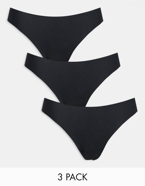 ASOS DESIGN - Pakke med 3 G-strenge med blonder og usynlige kanter i sort - view 1