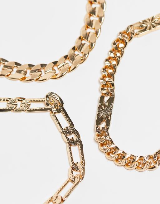 ASOS DESIGN - Pakke med 3 guldfarvede armbånd med forskellige kæder, 4 af 4