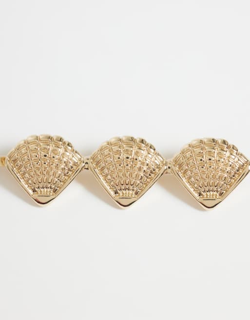 ASOS DESIGN - Pakke med 3 guldfarvede hårspænder med blandet havdesign, 2 af 3