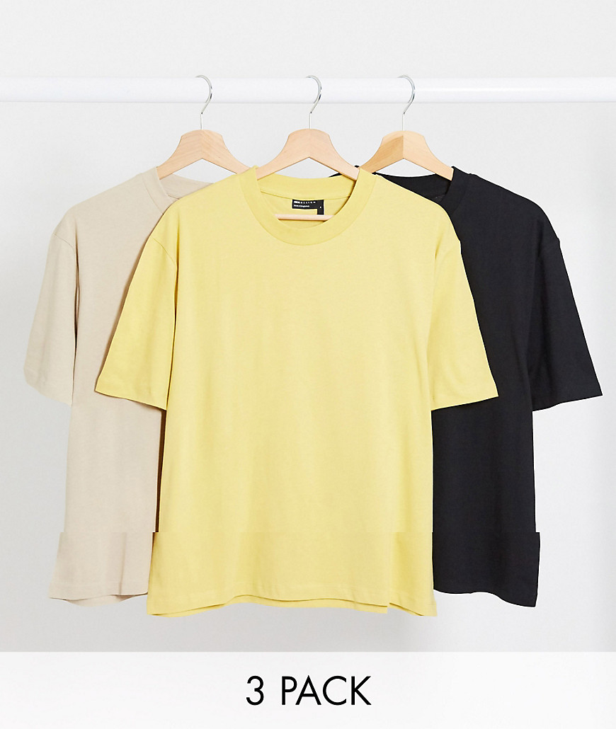 ASOS DESIGN pakke med 3 økologiske afslappede T-shirts-Multifarvet
