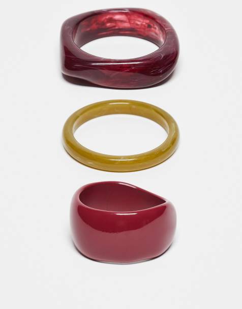 ASOS DESIGN - Pakke med 3 multifarvede armbånd med forskellige former i resin - view 1