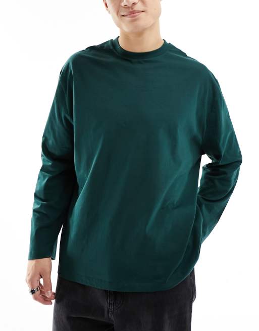 ASOS DESIGN - Pakke med 3 oversized T-shirts med lange ærmer i sort/ecrufarve/grøn , 2 af 4