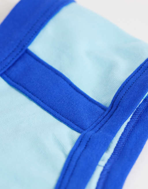 ASOS DESIGN - Pakke med 3 par blå/gule korte hipsterbriefs med kontrastfarvede sidestriber, 3 af 3