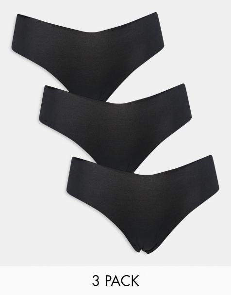 ASOS DESIGN - Pakke med 3 par brasillianske briefs med blonder i sort - view 1