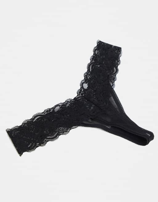 ASOS DESIGN - Pakke med 3 par lavtaljede malibu-knickers i mesh og blonder, 3 af 4