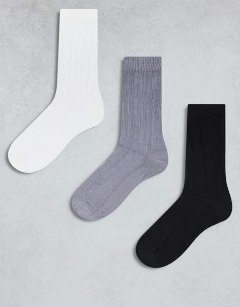 ASOS DESIGN - Pakke med 3 par ribstrikkede sokker i forskellige farver - view 1
