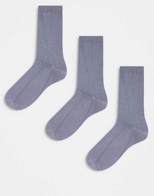 ASOS DESIGN - Pakke med 3 par ribstrikkede sokker