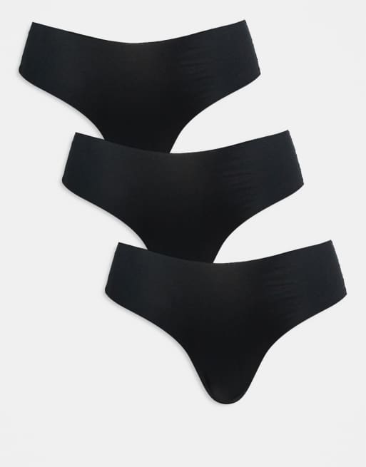 ASOS DESIGN - Pakke med 3 par sorte usynlige brasilianske briefs