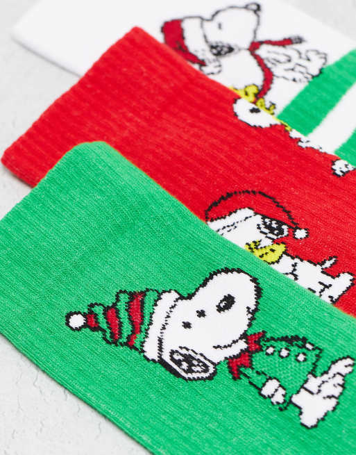 ASOS DESIGN - Pakke med 3 par sportssokker med juleprint med Snoopy, 4 af 4