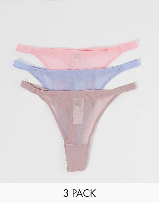 ASOS DESIGN - Pakke med 3 par tanga-g-strenge i mesh i ASOS DESIGN - Pakke med 3 par tanga-g-strenge i mesh i