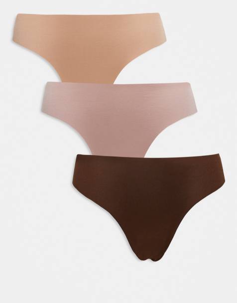 ASOS DESIGN - Pakke med 3 par usynlige brasilianske briefs i neutrale farver - view 1
