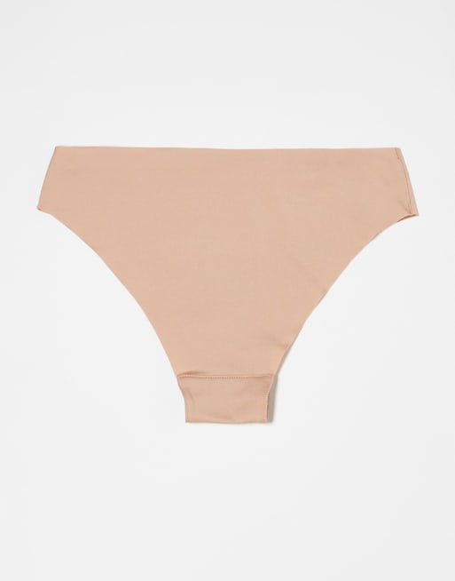 ASOS DESIGN - Pakke med 3 par usynlige brasilianske briefs i neutrale farver, 2 af 3
