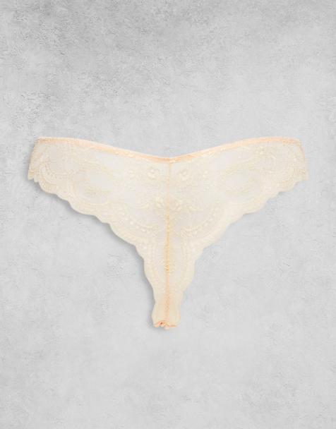 ASOS DESIGN - Pakke med 3 par usynlige G-strenge i sort/hvid/beige blondestof - view 1