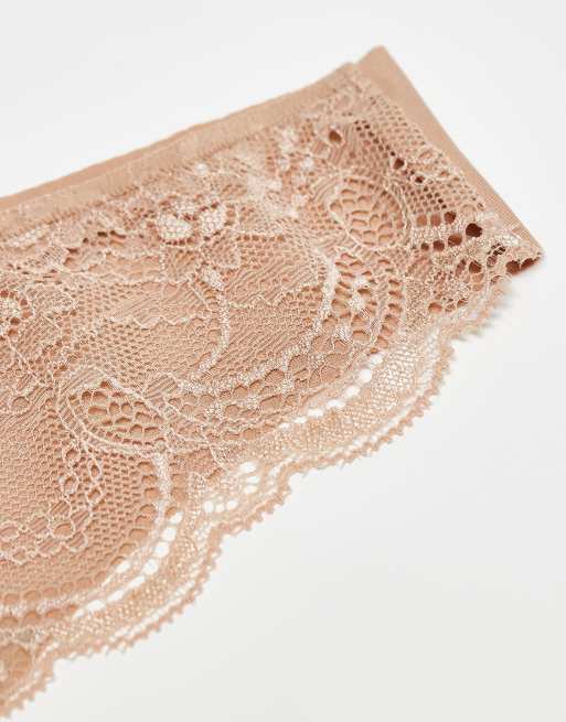 ASOS DESIGN - Pakke med 3 par usynlige G-strenge med blonder i beige, 3 af 3