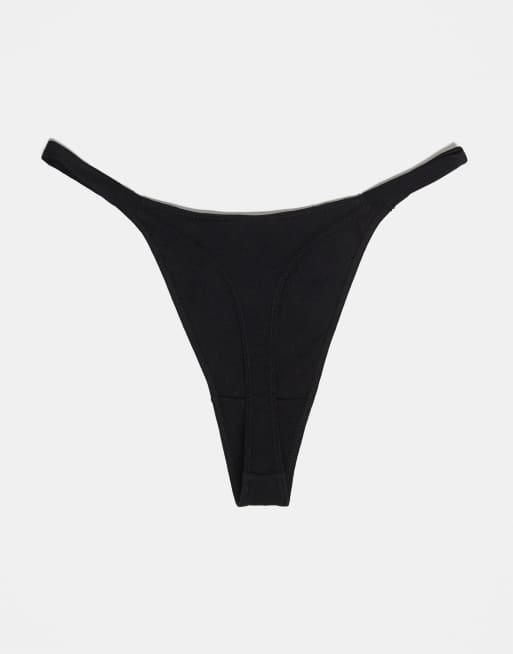 ASOS DESIGN - Pakke med 3 sorte tanga-g-strenge i bomuld, 2 af 3