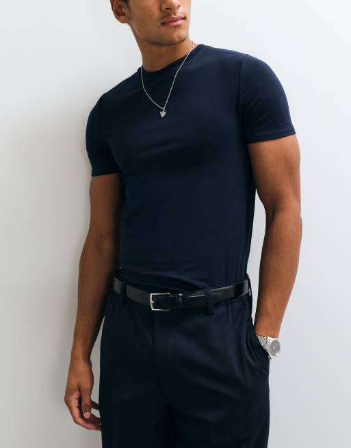 ASOS DESIGN Pakke med 3 tætsiddende T-shirts i sort, navy og hvid, 5 af 5