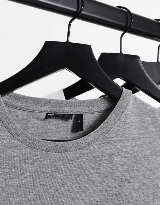 ASOS DESIGN - Pakke med 3 tætsiddende T-shirts med rund hals i hvid/gråmeleret/sort, 3 af 4