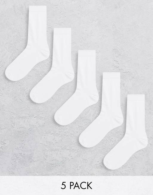 ASOS DESIGN - Pakke med 5 par ankelsokker i hvid