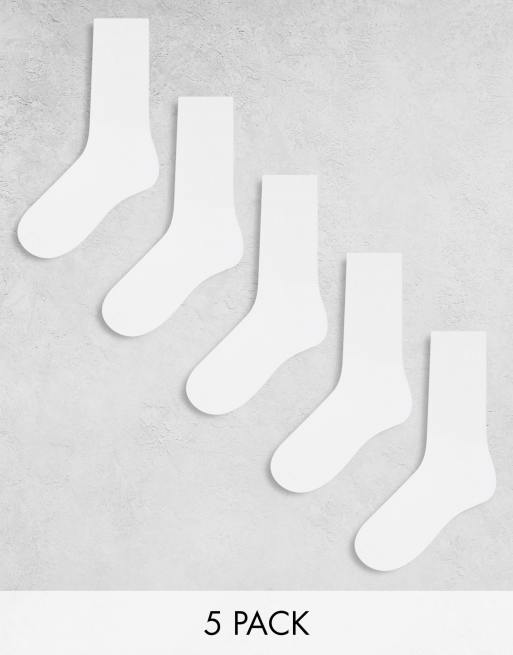 ASOS DESIGN - Pakke med 5 par hvide sportssokker