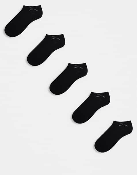 ASOS DESIGN - Pakke med 5 par sorte sokker til sneakers med sløjfe bagpå - view 1