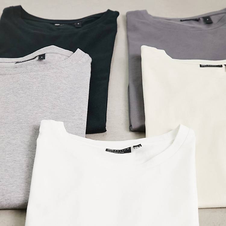 ASOS - Pakke med 5 par T-shirt med rund hals i flere farver | ASOS