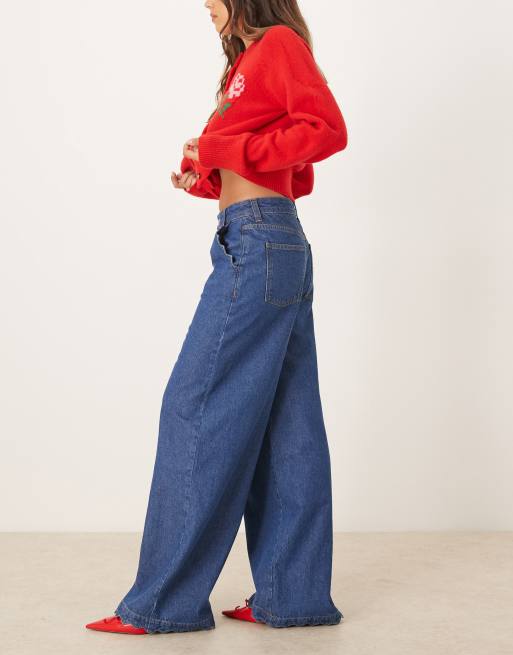 ASOS DESIGN - Palazzo jeans met wijde pijpen en donkere wassing, 2 van 5