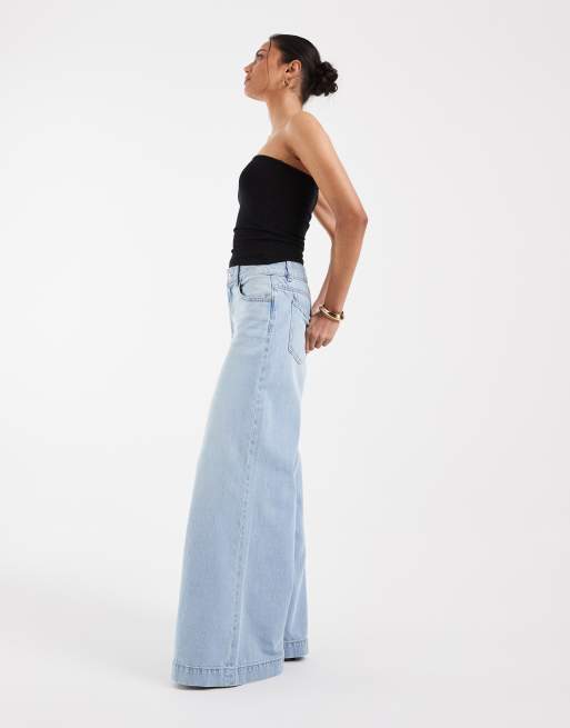 ASOS DESIGN - Palazzo jeans met wijde pijpen in lichte wassing, 2 van 5