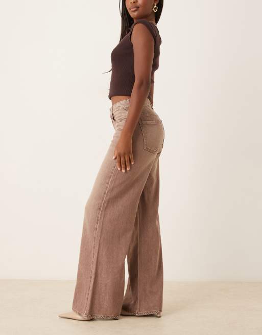 ASOS DESIGN - Palazzo jeans met wijde pijpen in mokka, 3 van 5