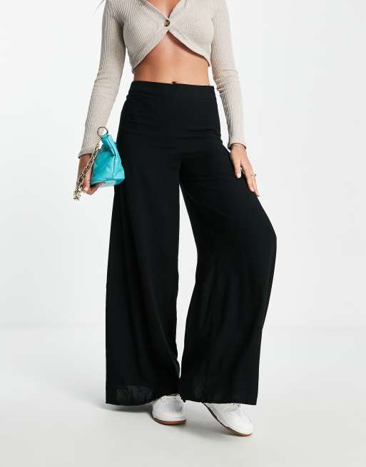 ASOS DESIGN high rise wide leg pants in stone