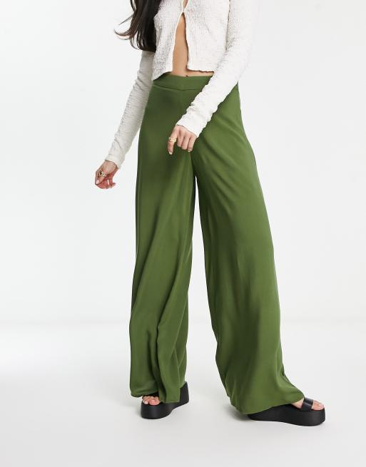 ASOS DESIGN high rise wide leg pants in stone