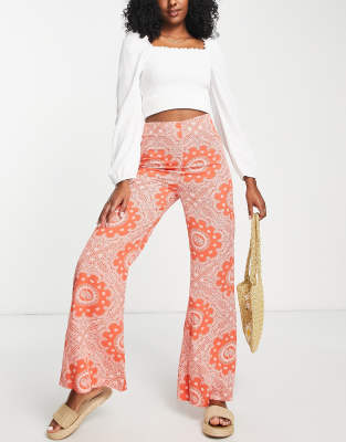 Paisley Print Pants - Rust Red Pants - Flared Pants - Flared Leggings -  $36.00 - Lulus