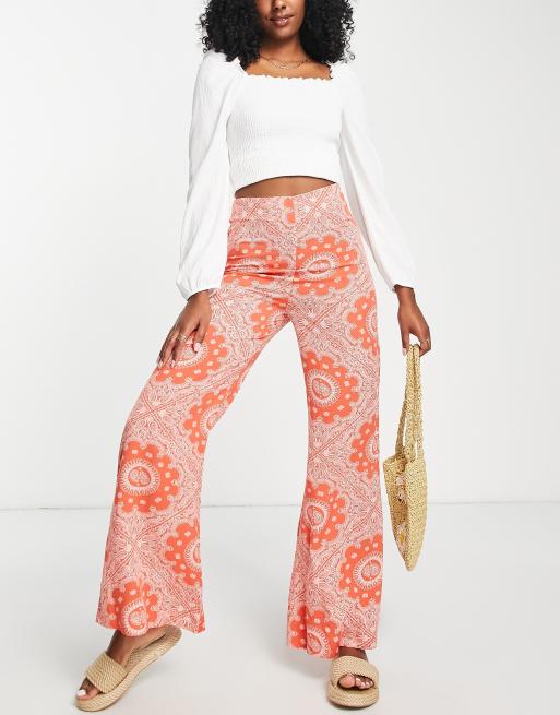 ASOS DESIGN palazzo pants in rust paisley print