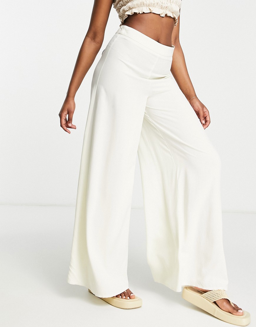 ASOS DESIGN palazzo pants in stone-Neutral