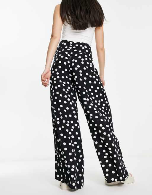 ASOS DESIGN palazzo trouser in black polka dot print ASOS