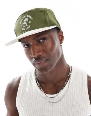 ASOS DESIGN ASOS DESIGN palm graphic cap in khaki and ecru-Green