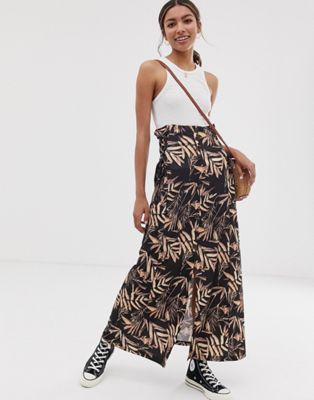 ASOS DESIGN palm print maxi skirt with tie side waist | ASOS