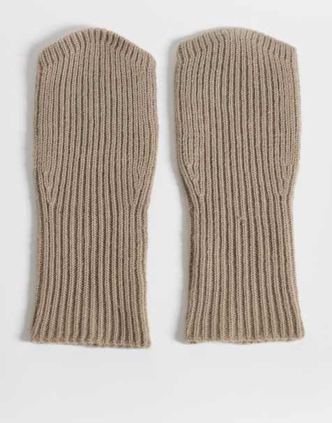 ASOS DESIGN palm warmer fingerless gloves in beige - view 1
