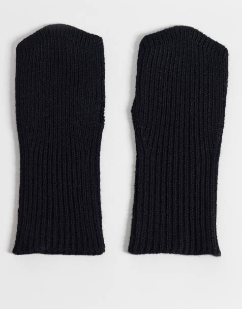 ASOS DESIGN palm warmer fingerless gloves in black - view 1