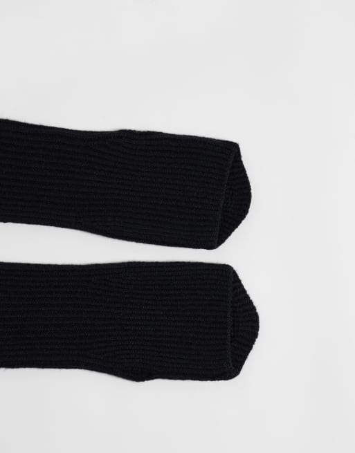 ASOS DESIGN palm warmer fingerless gloves in black, 3 of 3