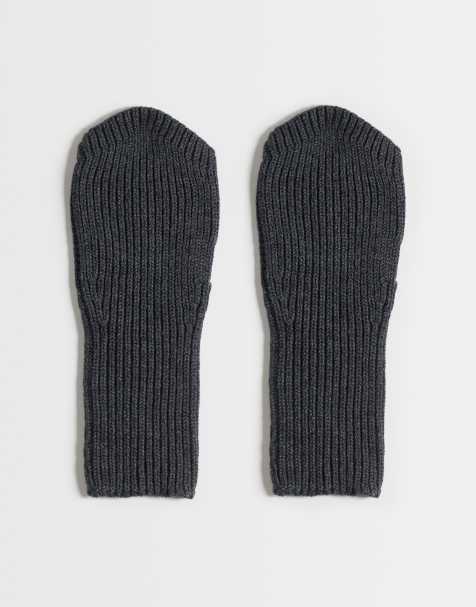 ASOS DESIGN palm warmer fingerless gloves in gray - view 1