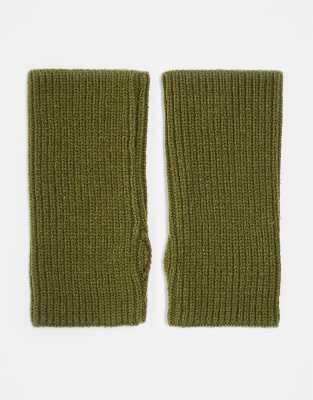 Asos Design Palm Warmers In Khaki-green