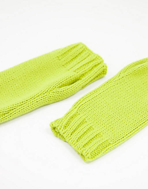 ASOS DESIGN palm warmers in lime