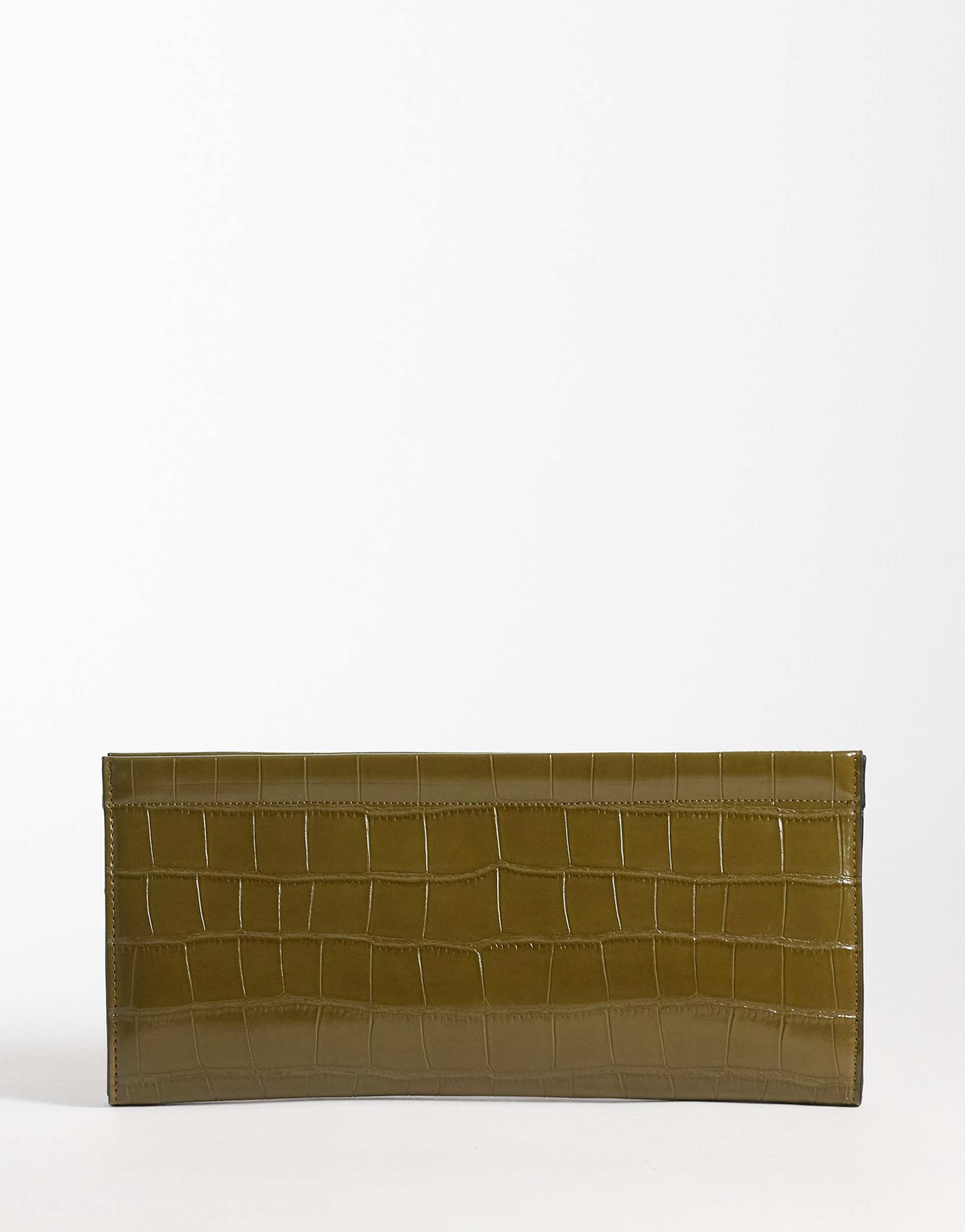 asos design pancake clutch purse in olive green