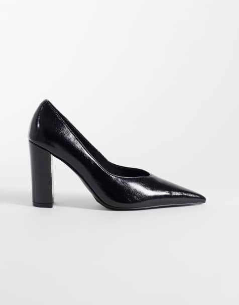 ASOS DESIGN Panda high block heel court shoes in black - view 1