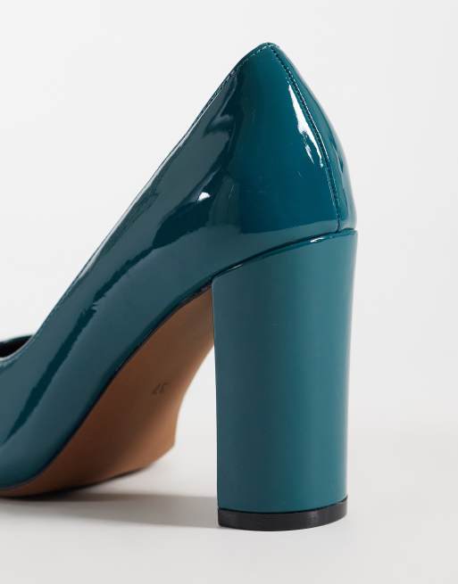 ASOS DESIGN Panda Pumps mit hohem Blockabsatz in petrolfarbenem Lack, 4 von 4